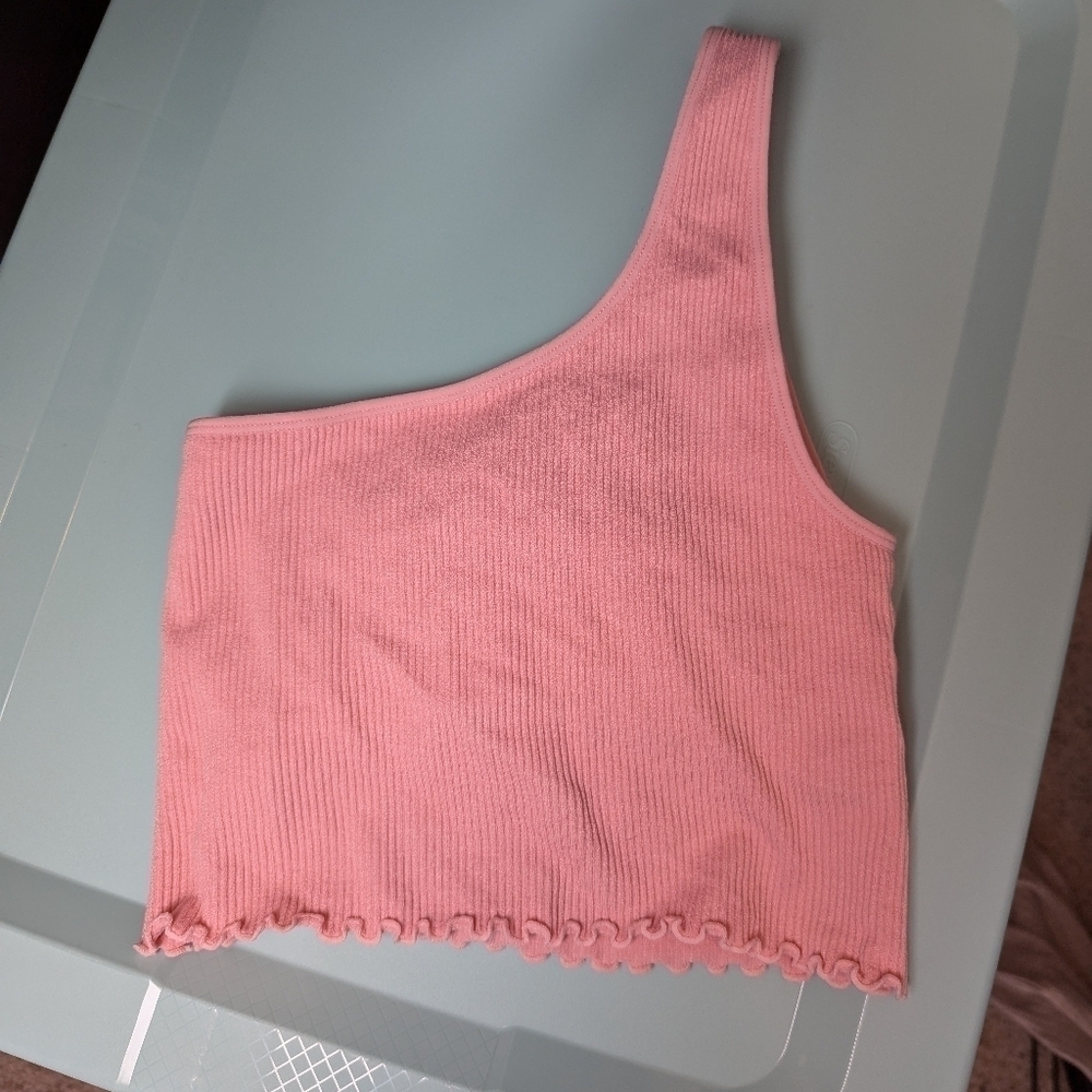 NWOT Spiritual Gangster Luna one shoulder ruffle bra pink